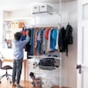 薄型簡単突っ張りクローゼットハンガーラックの商品写真