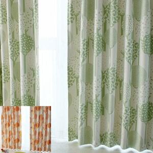 ツリーの柄の遮光カーテンの商品写真