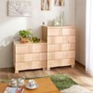 波形デザインの天然木収納チェストの商品写真