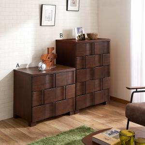 波形デザインの天然木収納チェストの商品写真