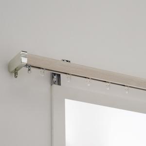 長さが調節できるサイドカバー付き木目調カーテンレールの商品写真
