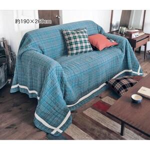 先染めチェックのウォッシュキルトマルチカバー・ソファーカバーの商品写真