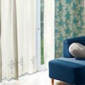 刺繍スカラップのUVカット・遮像ボイルカーテンの商品写真