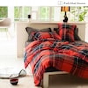 綿100%ツイルチェックの掛け布団カバーの商品写真