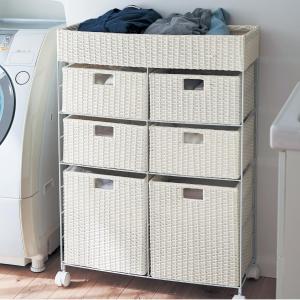 ラタン調ランドリーワゴンの商品写真