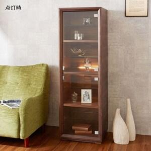 【北海道産】 ウォルナット材のLEDライト付きディスプレイキャビネットの商品写真