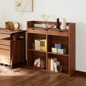 ウォルナット材の引出し付き本棚の商品写真
