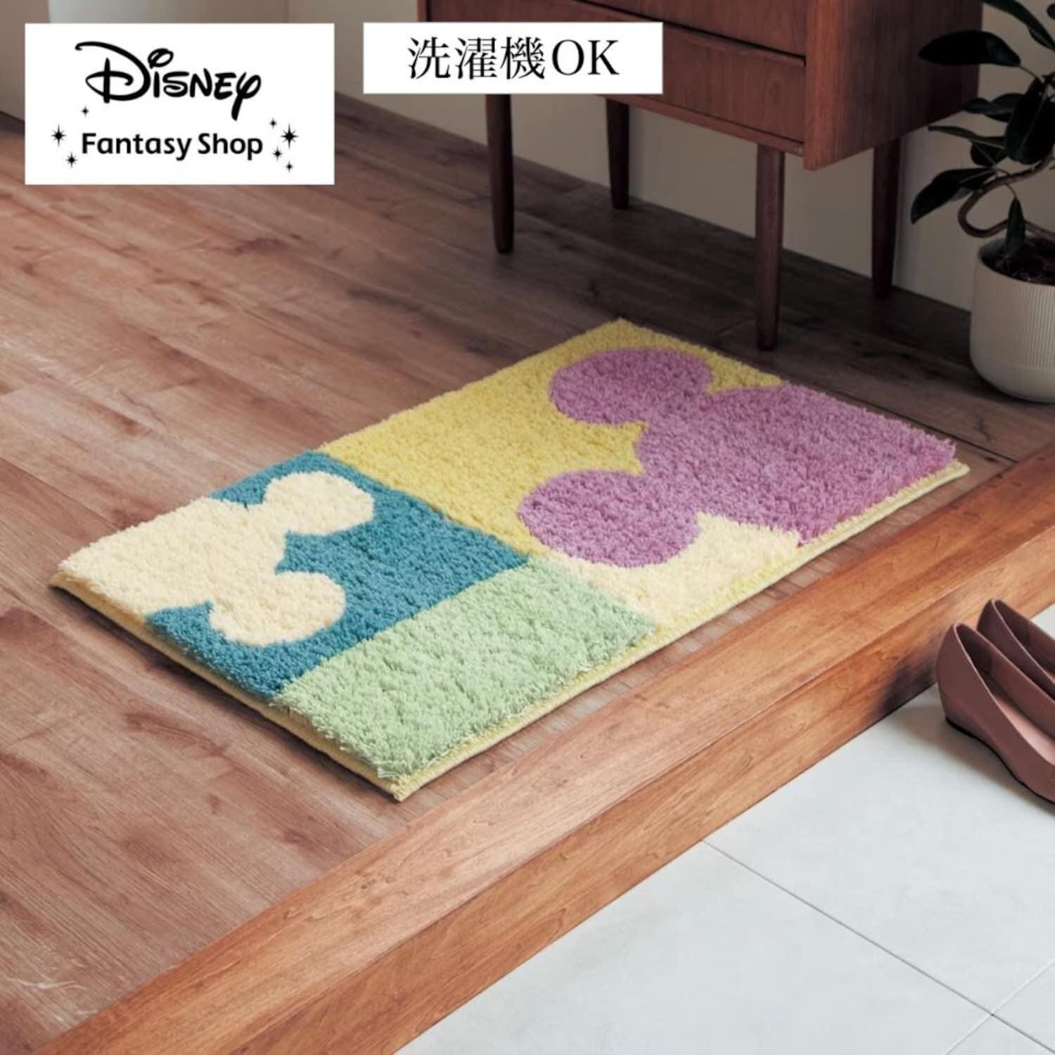 洗えるミックスシャギーの玄関マット「ミッキーモチーフ」の商品写真