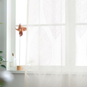 大きなリーフ柄のレースカーテンの商品写真