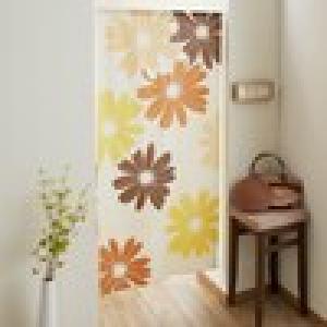 センターフリーカット!マーガレット柄のれんの商品写真