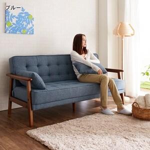 チドリ柄の木肘リクライニングソファー <2人掛けワイド>の商品写真