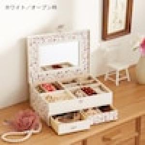 フラワープリントの引出し付きアクセサリーケース・ジュエリーボックスの商品写真