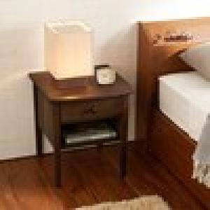 ウォルナット材の引出し付きベッドサイドテーブルの商品写真