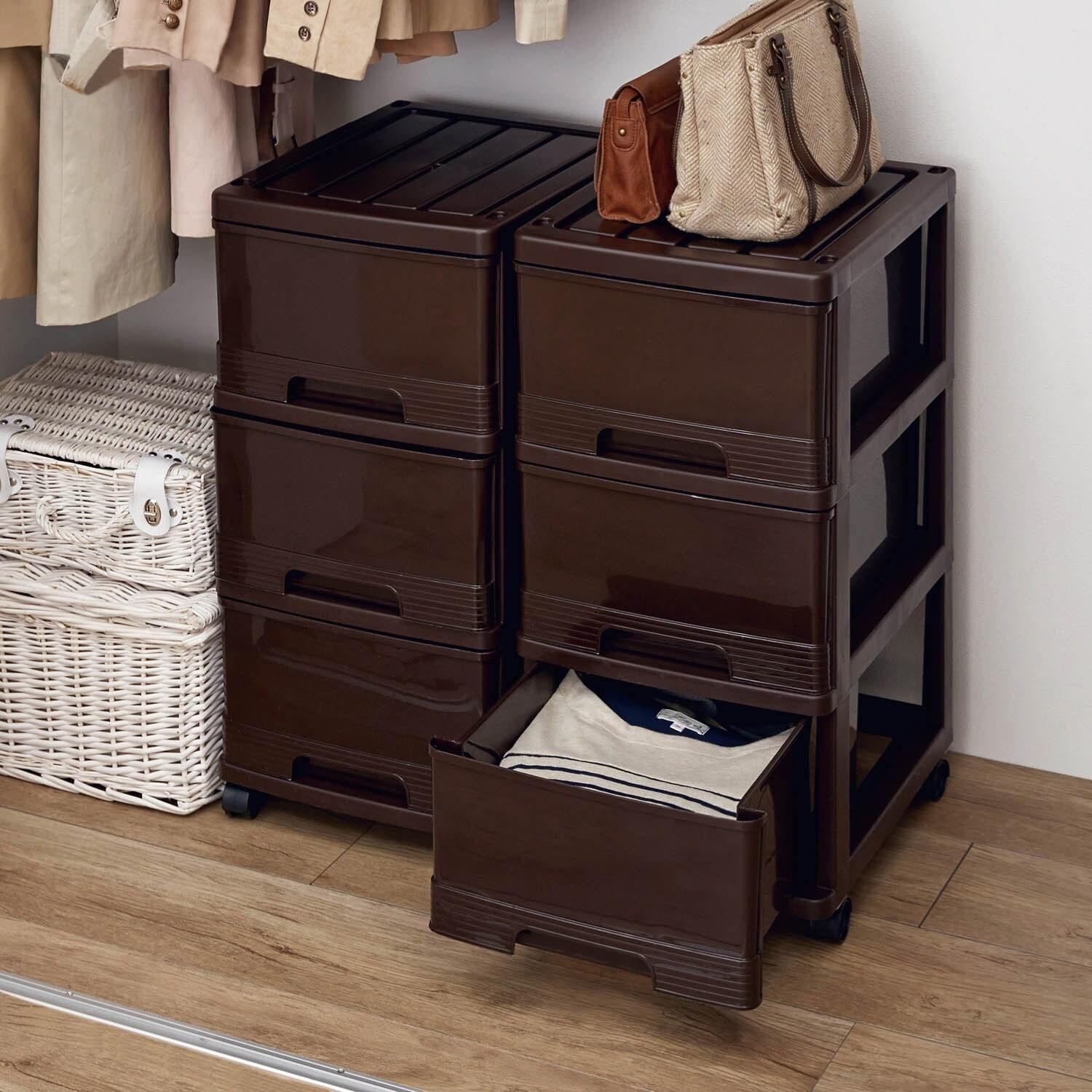 クローゼット収納ケース3段2個セット<奥行41.5cm>の商品写真