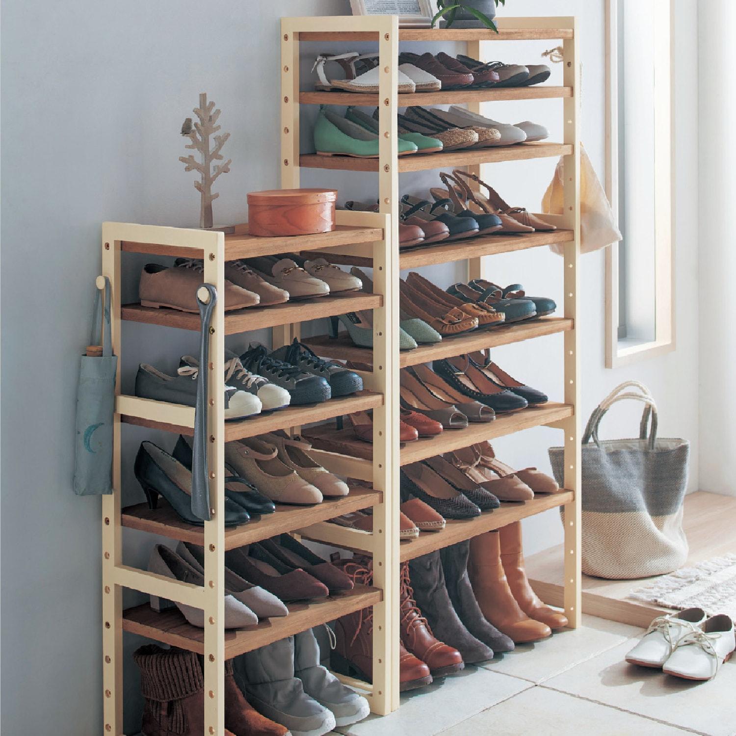パイン材のシューズラック <奥行28cm>の商品写真