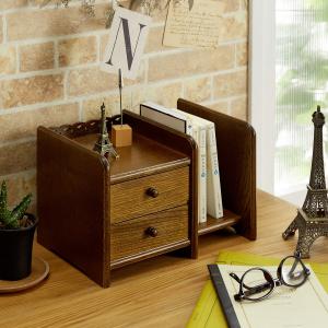 伸縮するブックスタンド付きデスク上小物収納チェストの商品写真