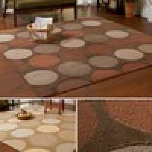 サークル柄の防ダニ加工洗えるエリアラグの商品写真