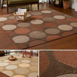 サークル柄の防ダニ加工洗えるエリアラグの商品写真