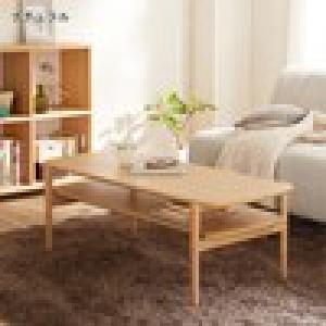 タモ材の棚付きリビングローテーブルの商品写真