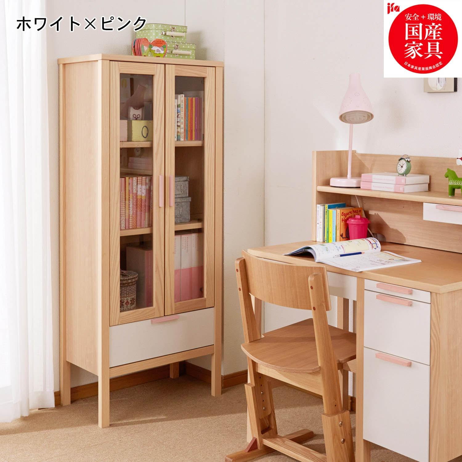 ガラス扉付きシンプルラック・本棚の商品写真