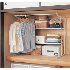 伸縮式ハンガー付き押入れシェルフの商品写真