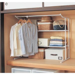 伸縮式ハンガー付き押入れシェルフの商品写真