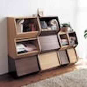 木目調スタッキング収納ボックスの商品写真