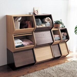 木目調スタッキング収納ボックスの商品写真