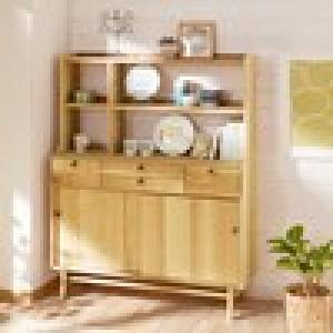 北海道産ナラ材のハイタイプリビングキャビネットの商品写真