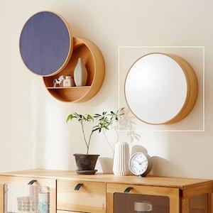 月の満ち欠けのように回して開けるウォールミラーの商品写真