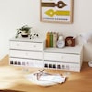 ねこデザイン幅34cmの卓上ミニチェスト <2段/3段>の商品写真