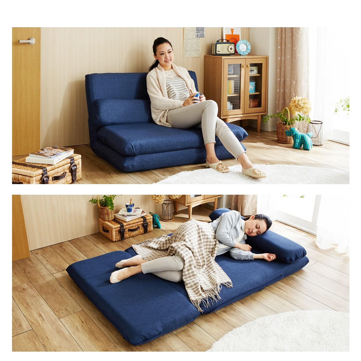 ロングクッション付きカバーリングソファ-ベッドの商品写真