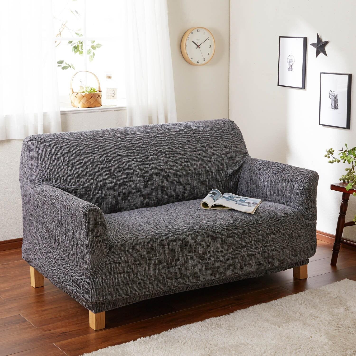 横に伸びるイタリア製プリント素材の綿混伸びるソファーカバー <テラ>の商品写真