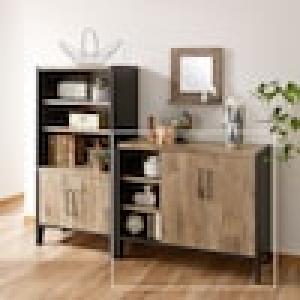 組立簡単ヴィンテージ調ワイドキャビネットの商品写真