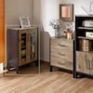 組立簡単ヴィンテージ調ガラスキャビネットの商品写真