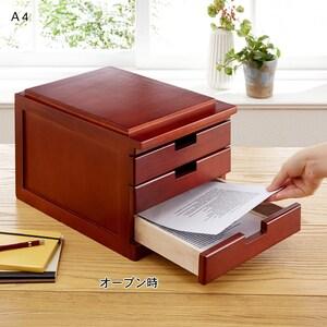 桐材の卓上3段チェスト <A4/B4/A3>の商品写真