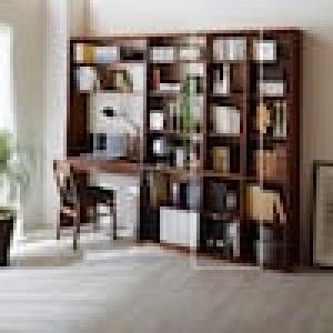 ウォルナット材の壁面本棚用連結棚セットの商品写真