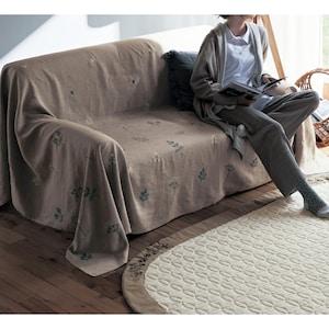 【タイムセール】 フレンチリネン刺繍のマルチカバー・ソファーカバーの商品写真