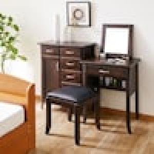 ニレ材のドレッサ&スツールセットの商品写真