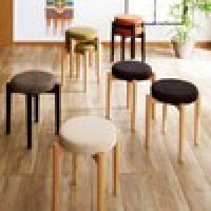 カラー展開豊富な丸型スタッキングスツール2脚セットの商品写真