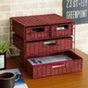 ペーパーバスケット素材の卓上ラック <幅34cm>の商品写真