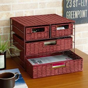 ペーパーバスケット素材の卓上ラック <幅34cm>の商品写真