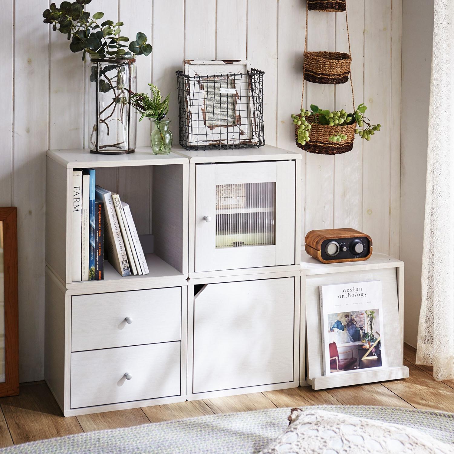 組み合わせ自由!木目調キューブボックス <奥行29cm/35cm>の商品写真