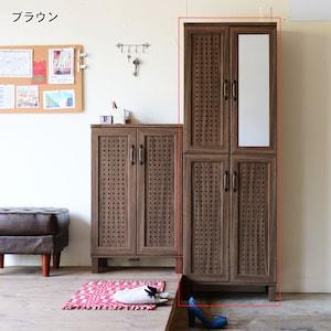 通気性の良いミラー付きシューズボックスの商品写真