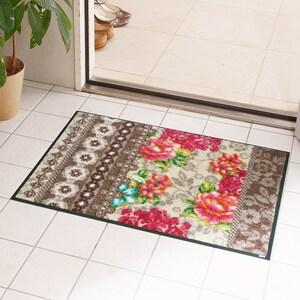 ローズ柄の泥落とし屋外玄関マットの商品写真