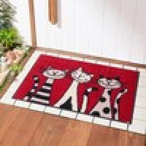 3匹の猫柄の泥落とし屋外玄関マットの商品写真