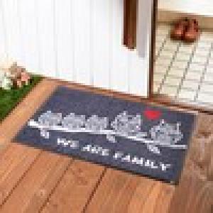 並んだふくろう柄の泥落とし屋外玄関マットの商品写真