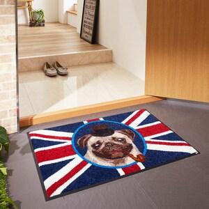 ブリティッシュパグ柄の泥落とし屋外玄関マットの商品写真