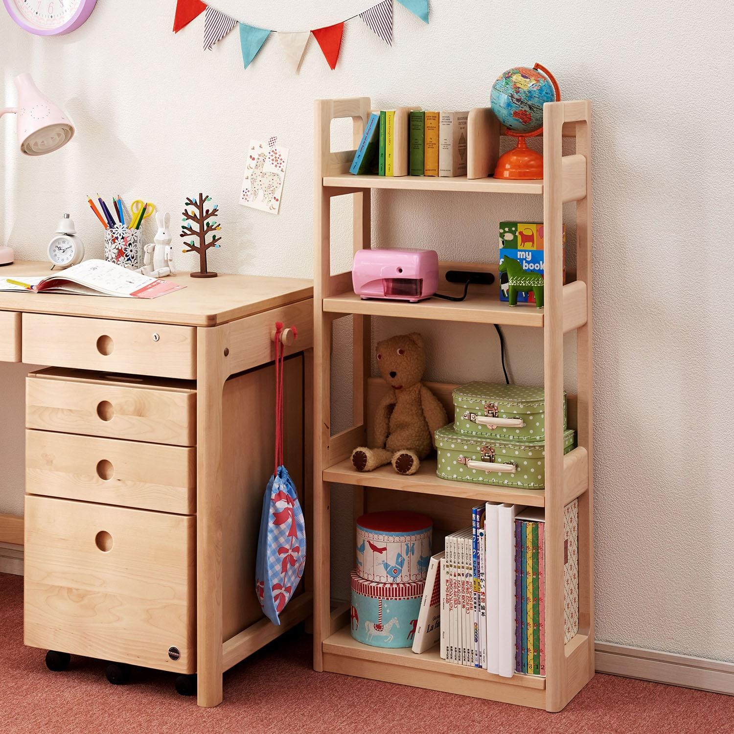 カバ材のコンセント付きラックの商品写真