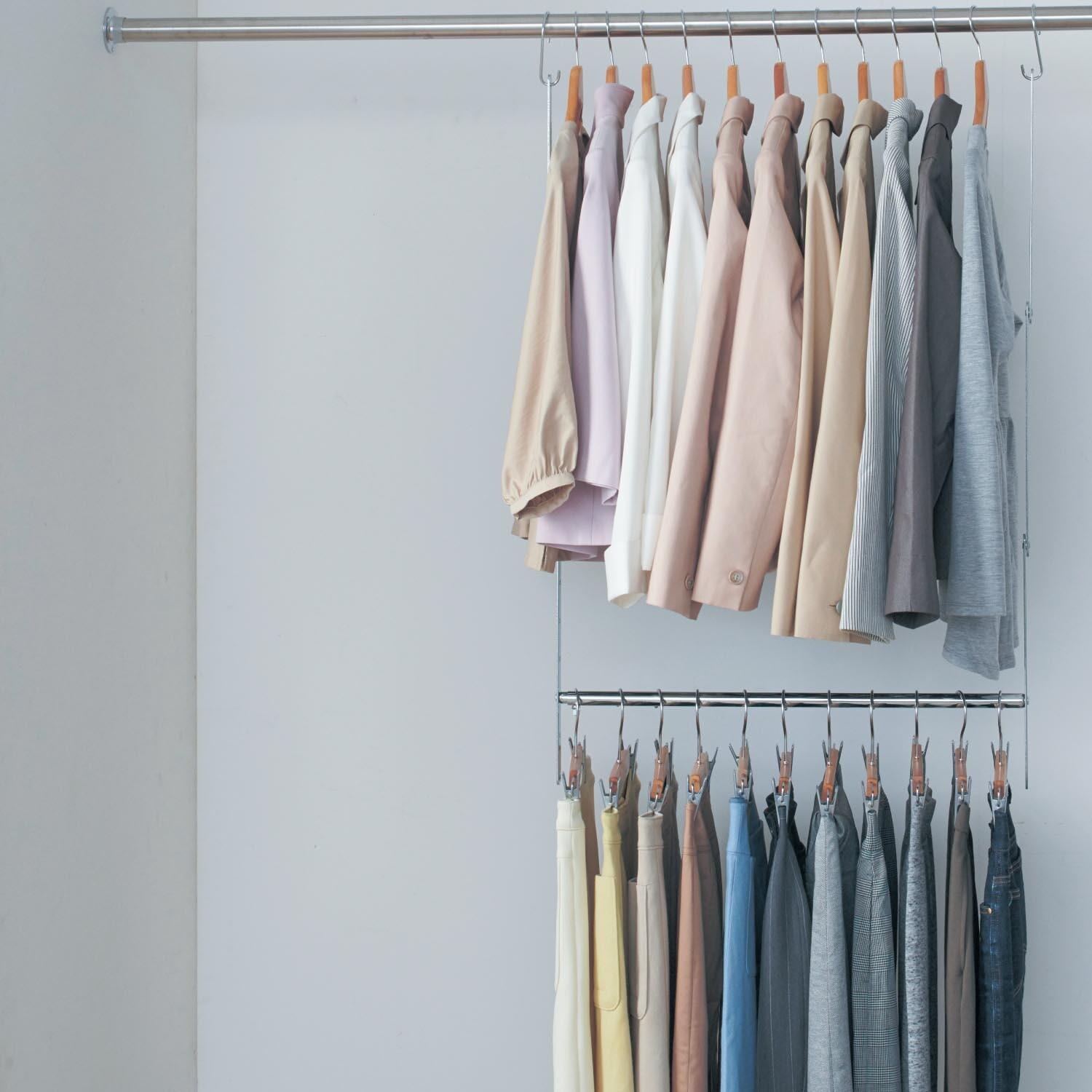 【4月27日までまとめ買いでお得】 伸縮式衣類収納アップハンガーの商品写真